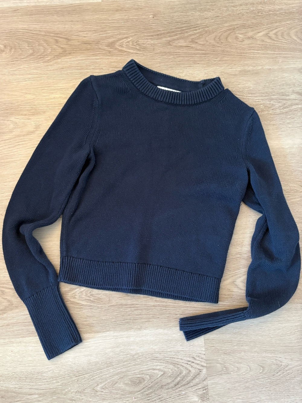 Banana Republic Navy Blue Cropped Crewneck Sweater